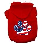 Patriotic Paw Screen Print Pet Hoodies (Color/Size: Red Size L)