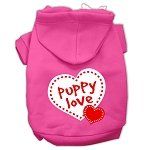 Puppy Love Screen Print Pet Hoodies (Color/Size: Bright Pink Size Med)