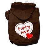 Puppy Love Screen Print Pet Hoodies (Color/Size: Brown Size Med)