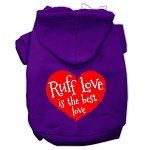 Ruff Love Screen Print Pet Hoodies (Color/Size: Purple Size Lg)