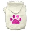 Pink Swiss Dot Paw Screen Print Pet Hoodies