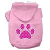 Pink Swiss Dot Paw Screen Print Pet Hoodies