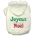 Joyeux Noel Screen Print Pet Hoodies (Color/Size: Cream Size L)